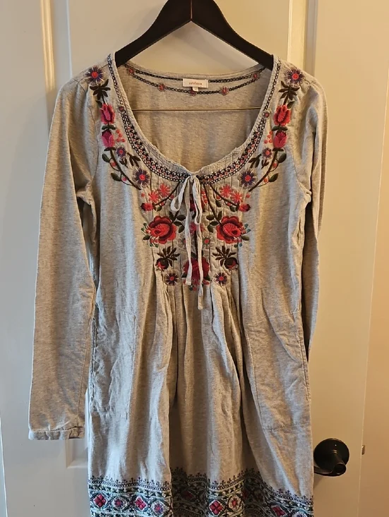 Sundance Boho Embroidered Tunic Dress, S, Floral, Cotton, Coastal Cowgirl, Folk - Picture 2 of 10